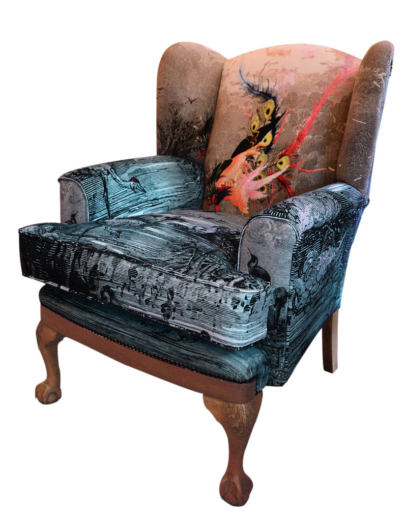 Custom Wing Back Armchair in Paradise Lost - Blackpop | Designer Wallpaper, Luxury Fabric & Bespoke Furniture