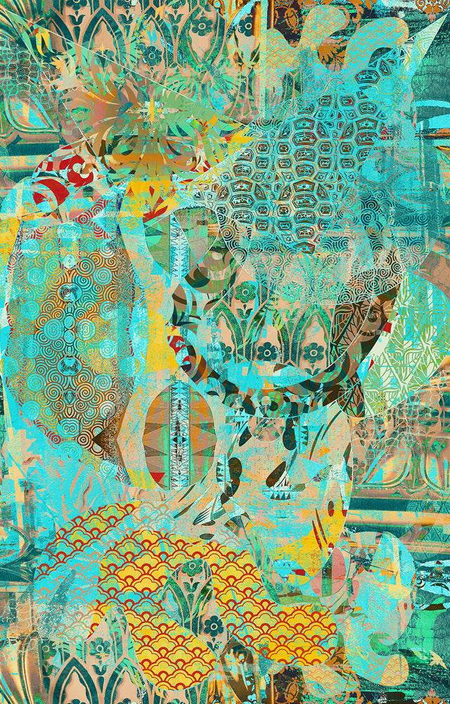 abstract turquoise wallpaper,vibrant patterned wallpapers,luxury african wallpaper,abstract print wallpaper,authentic wallpaper designs,turquoise and yellow african wallpaper,contemporary walls for modern homes uk,african walls for designer homes uk