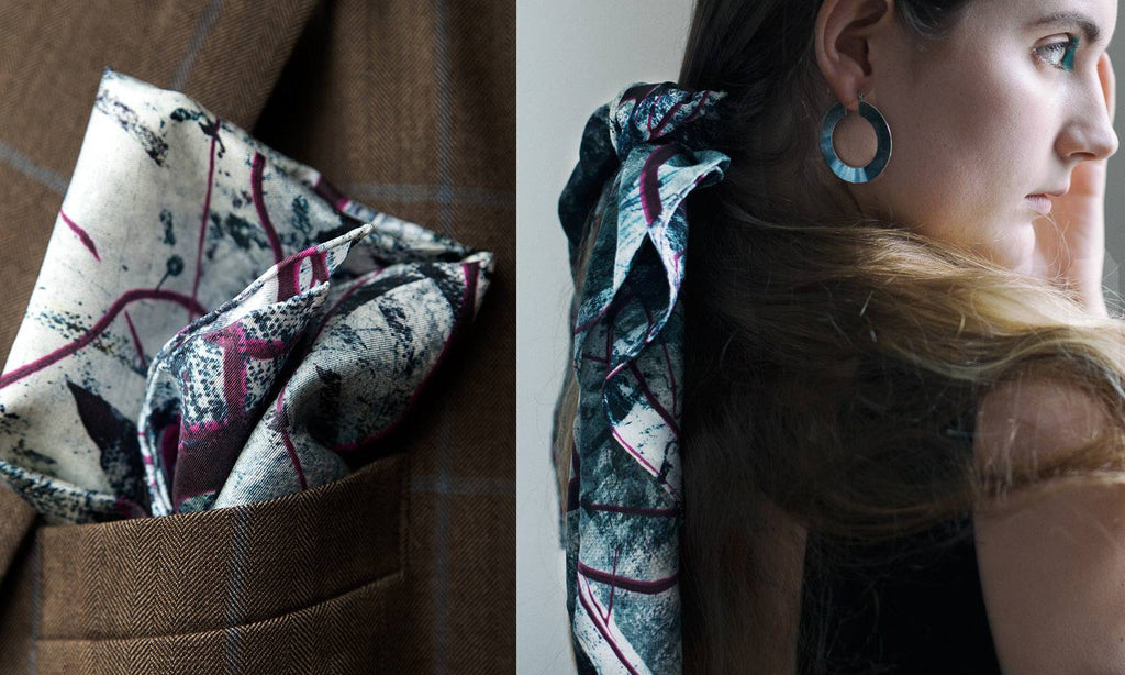 Vanguard Vibe - Silk Foulard Scarves/Pocket Square - Blackpop | Designer Wallpaper, Luxury Fabric & Bespoke Furniture