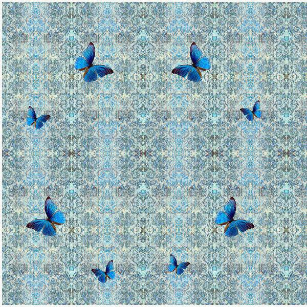Chapelle Morpho Fabric - Blackpop | Designer Wallpaper, Luxury Fabric & Bespoke Furniture, blue butterfly fabric, blue velvet uk, velvets for curtains, upholstery velvet uk, blue curtains with butterflies, modern curtain fabric uk, velvet for upholstery,