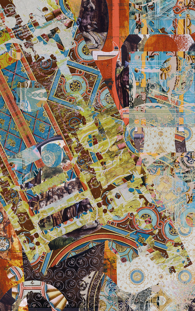 Argo Navis Wallpaper from Blackpop showing a collage of various images and patterns in a decorative style