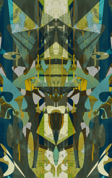 Badu Blue Geometric Wallpaper | Wide Width Designer Wallcovering ...