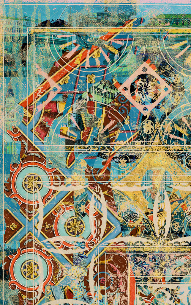 Capriccio wallpaper Blackpop shows colorful abstract design with geometric shapes and patterns