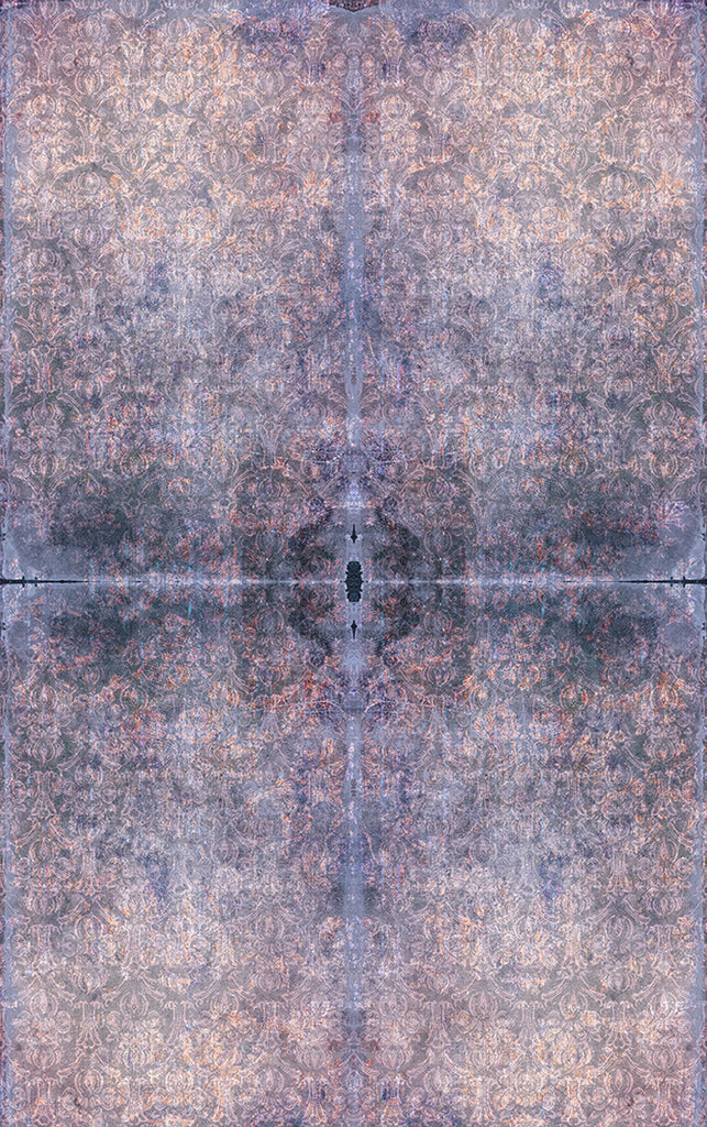 Duprez Vintage Violet damask pattern featuring lilac, violet tones and mirrored details. 