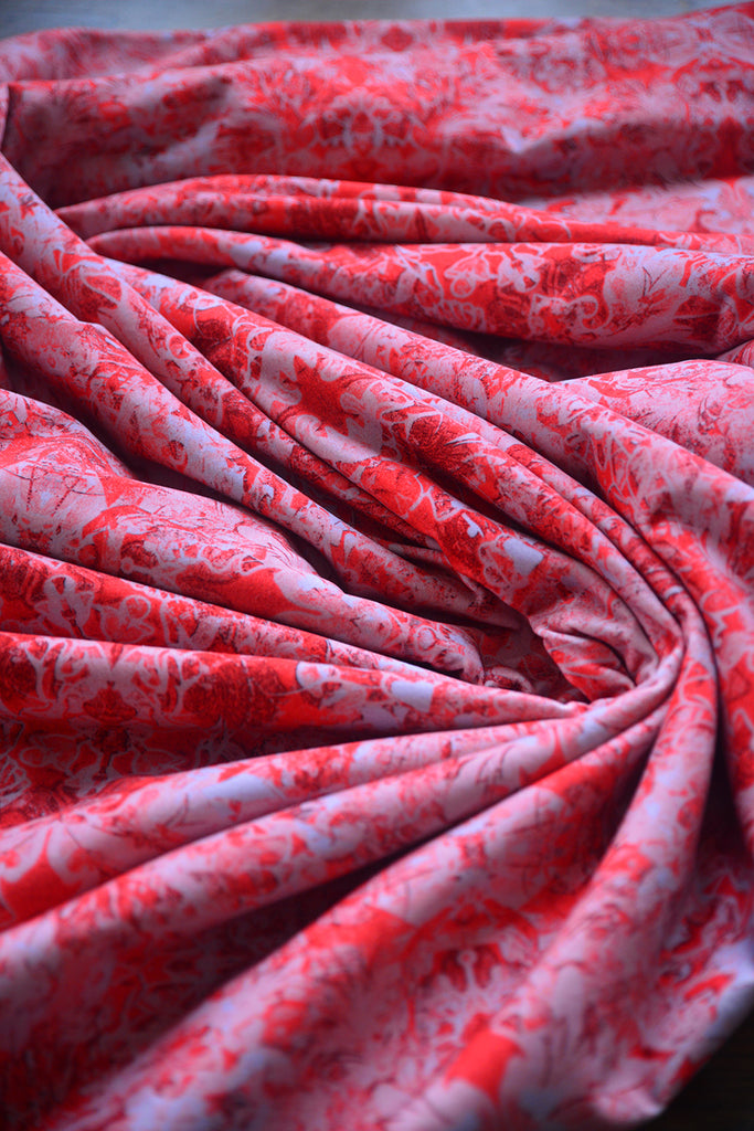 Ottoline Velvet fabric from Blackpop Pink pattered fabric in a swirl