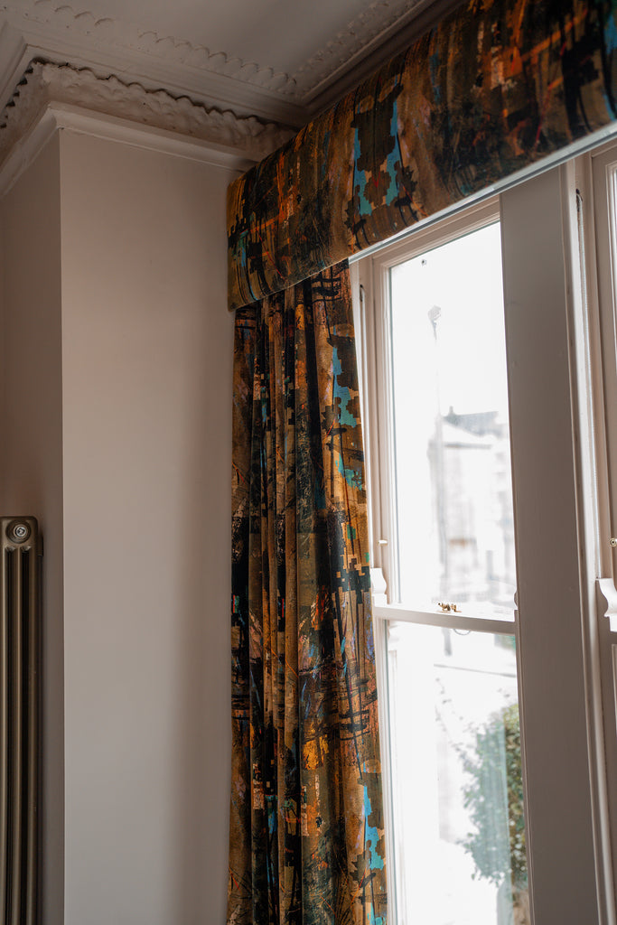 luxury drapery fabric, velvet drapery fabric, designer drapery fabric, patterned drapery fabric, luxury fabric for curtains, brown velvet for sale, velvet for sale UK, Derbyshire drapery shop, Wirksworth textiles UK