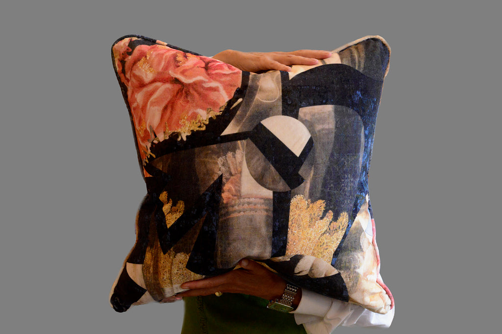 geometric patterned cushion, large cushions for sale, sumptuous cushions, lounge cushion,blackpop cushions