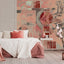 Modern bedroom interior featuring Larson Retro wallpaper in soft pink and red hues 
