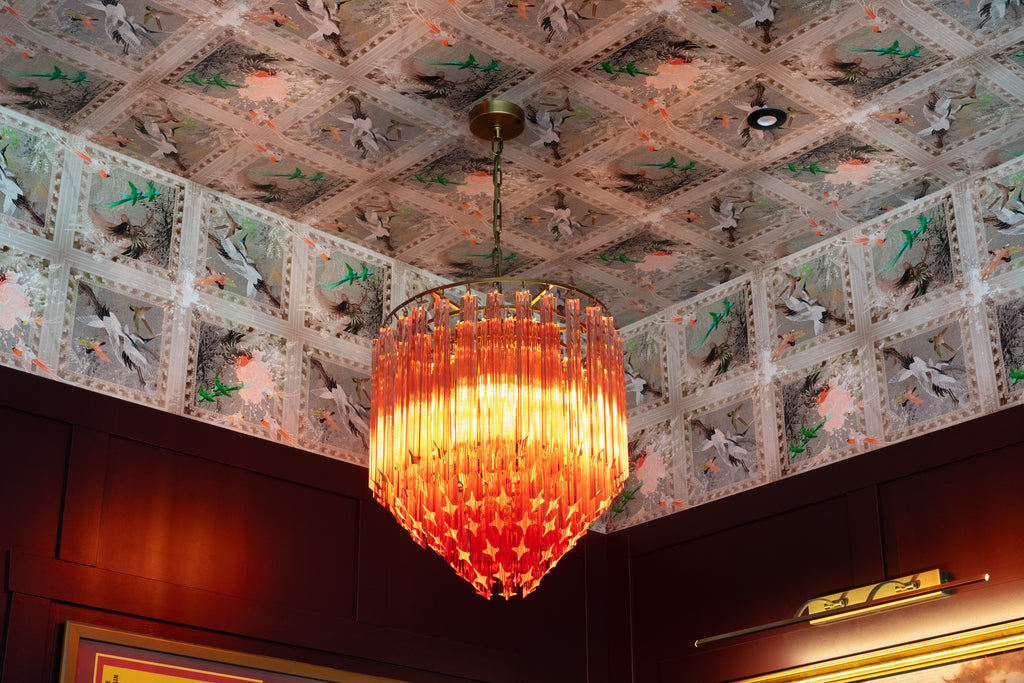 designer patterned wallpaper, wallpaper with birds, luxury wallpaper with birds, bespoke wallpaper for sale UK, Blackpop UK