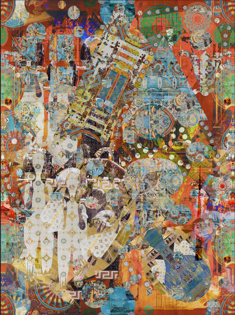 Argo Navis patterned fabric running vertically 