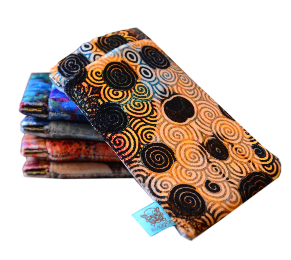 luxury gifts, designer gifts, sustainable gifts for sale UK, Sustainable gifts UK, yellow glasses case, patterned glasses case, velvet glasses cases, quirky gifts for sale UK, Velvet patterned gifts for sale UK