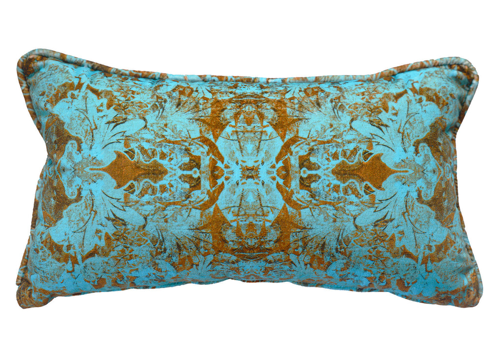 Waldo designer velvet cushion modern baroque style on white background.