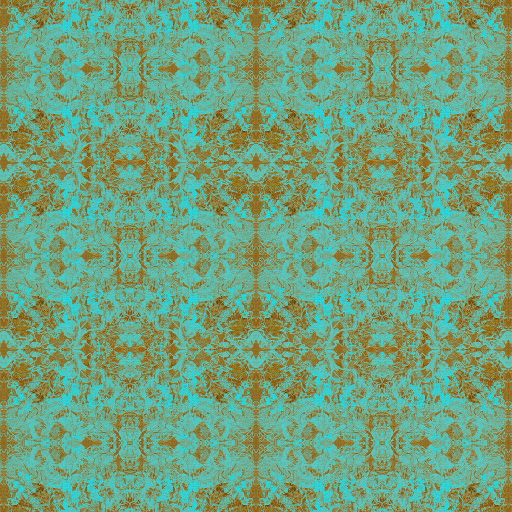 Waldo fabric design UK by Blackpop Patterned design with teal and brown colors