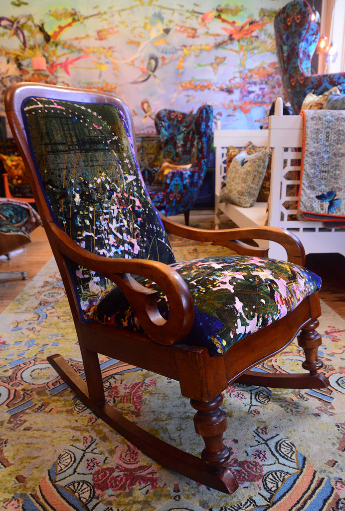 luxury velvet for sale UK, designer velvets for sale UK, blackpop fabric for sale UK, designer fabrics for sale UK, green velvet for sale UK, patterned green velvet for sale UK, Wirksworth design UK.