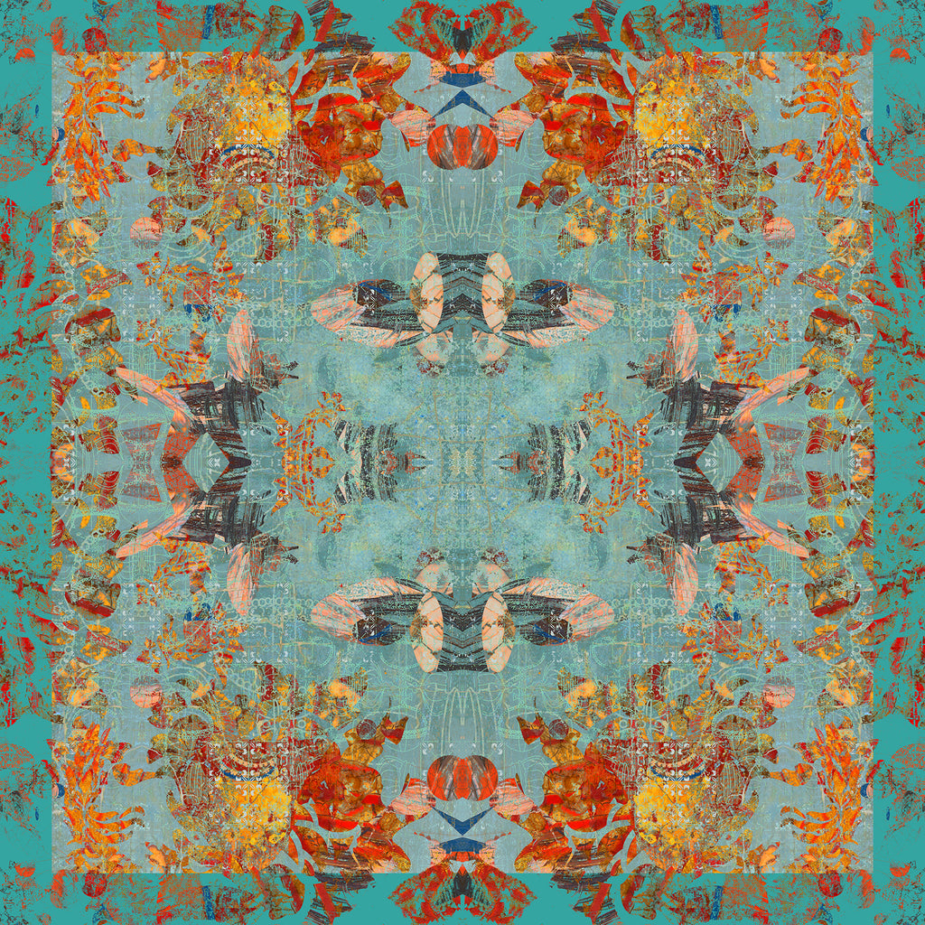 luxury silk scarves for sale UK, designer silk scarves for sale UK, patterned silk scarves for sale UK, blue silk scarf, ethical silk scarf for sale UK, gifts for her, ethical Christmas gifts, Blackpop UK, Wirksworth textiles.