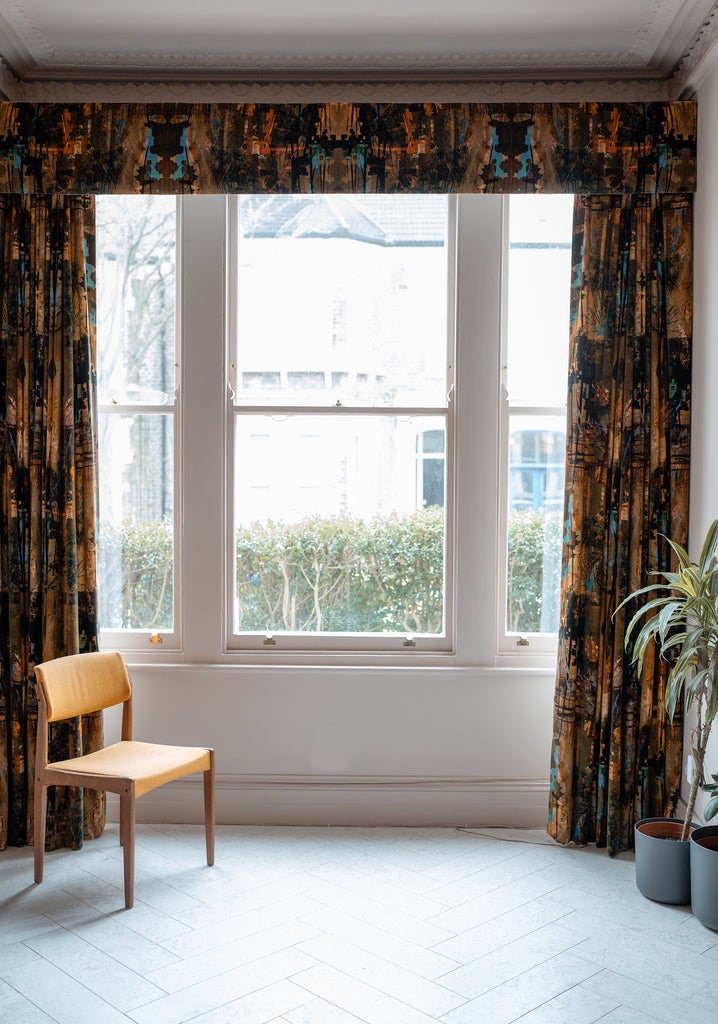 luxury velvet fabric, designer velvet fabric, luxury velvet fabric, Blackpop velvet curtains, Designer velvet curtains, Patterned velvet for sale UK, Drapery shop Derbyshire