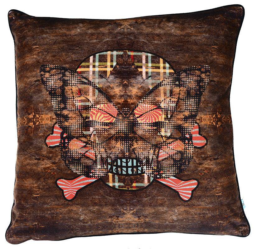 Blackpop Skull Velvet Cushion - Blackpop | Designer Wallpaper, Luxury Fabric & Bespoke Furniture, velvet pirate designer cushion, bespoke velvet pillow with skull, contemporary velvet skull cushion, velvet pillow uk,