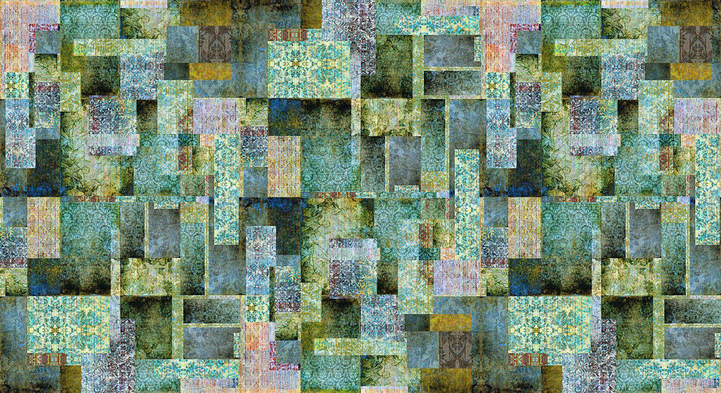 Culcita Emerald - large-scale velvet repeat in green, turquoise and moss tones with tonal damask patterns