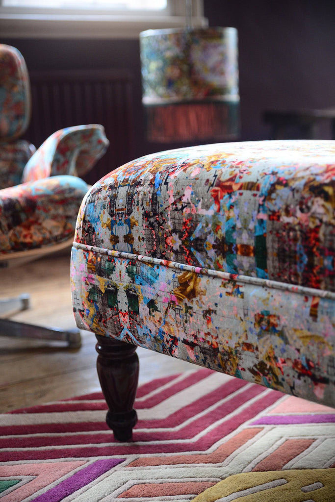 Large Footstool in 'Neo13' Velvet. - Blackpop | Designer Wallpaper, Luxury Fabric & Bespoke Furniture