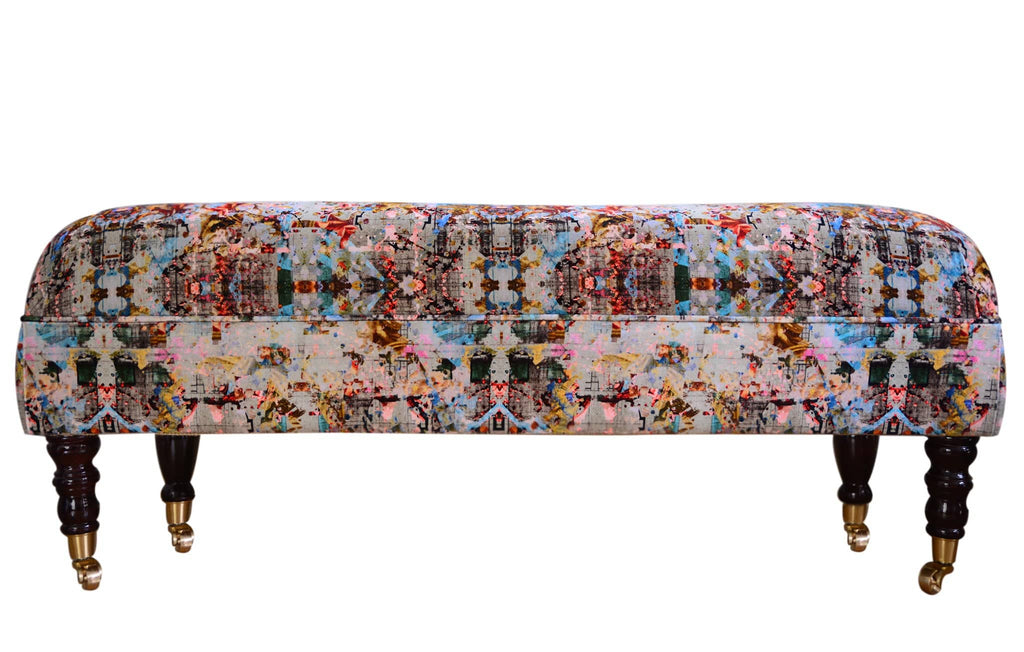 Large Footstool in 'Neo13' Velvet. - Blackpop | Designer Wallpaper, Luxury Fabric & Bespoke Furniture