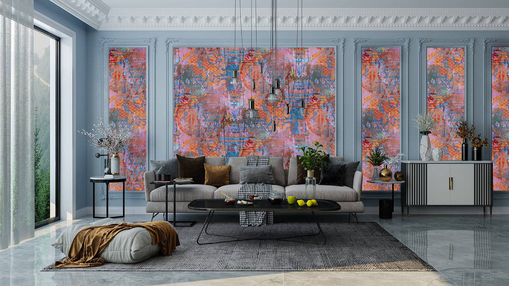 Wallablue luxury wallpaper paneling in wall of modern interior setting 