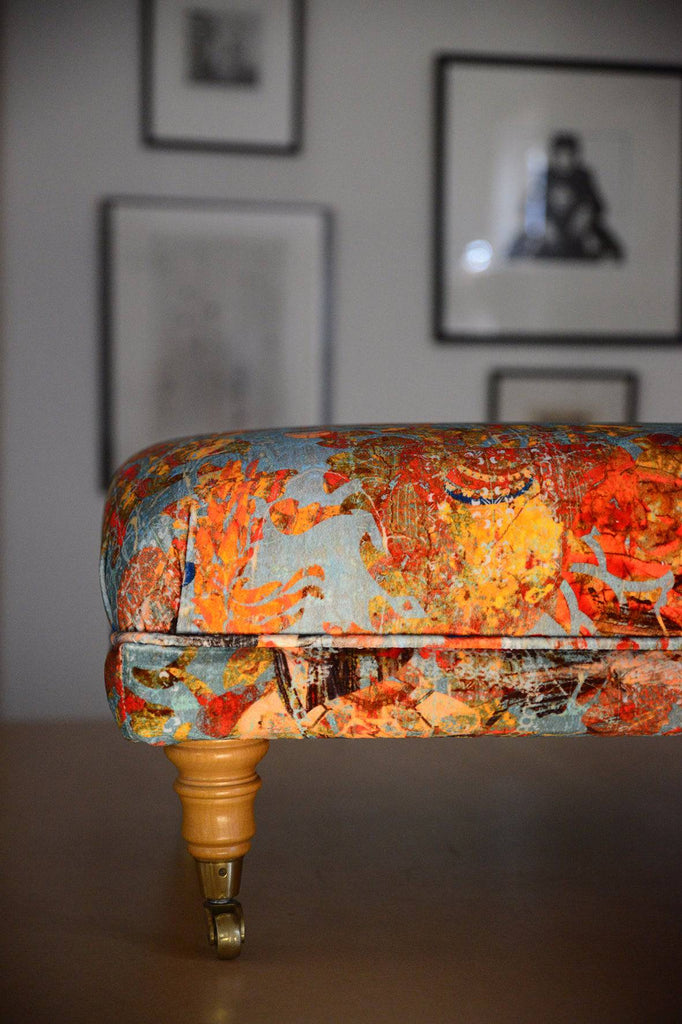Large Footstool in 'Mary' Velvet. - Blackpop | Designer Wallpaper, Luxury Fabric & Bespoke Furniture
