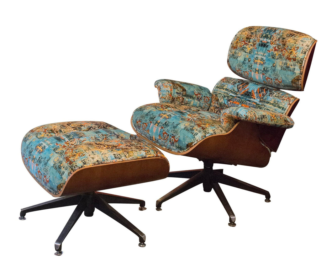 Eames Style Armchair and Footstool 'Capriccio' - Blackpop | Designer Wallpaper, Luxury Fabric & Bespoke Furniture