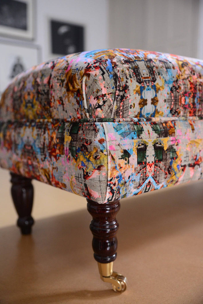 Large Footstool in 'Neo13' Velvet. - Blackpop | Designer Wallpaper, Luxury Fabric & Bespoke Furniture