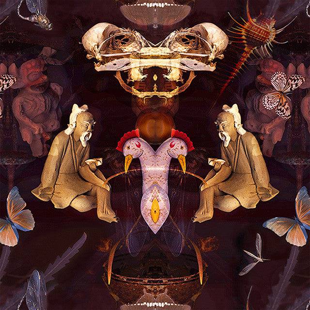 Grand Reader design featuring a printed design with birds, butterflies, and floral elements on a dark background.