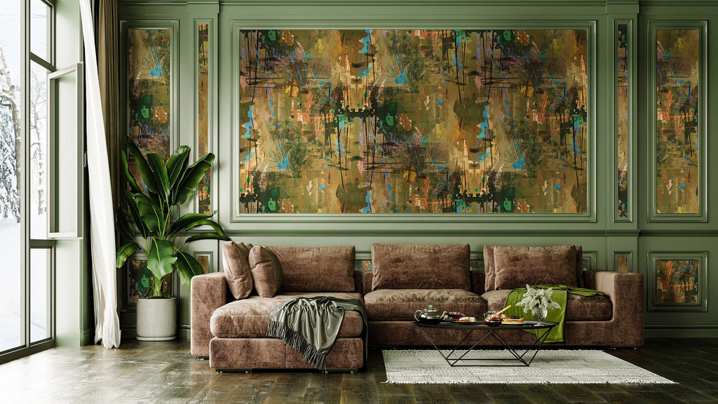 unique wallpapers,best green wallpaper,luxury wallpaper,retro style walls,browns and greens,