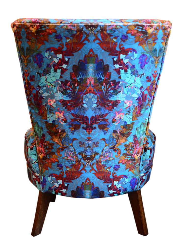 Orpheus Velvet Boudoir Chair - Blackpop | Designer Wallpaper, Luxury Fabric & Bespoke Furniture, damask fabric for upholstery, turquoise velvet chair for sale, occasional chair for sale in derbyshire, velvet luxury seating uk, nursing chair for sale uk, chairs reupholstered in derbyshire,
