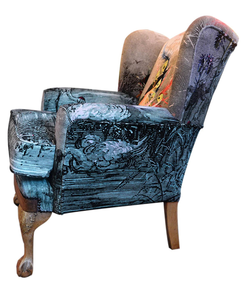 Custom Wing Back Armchair in Paradise Lost - Blackpop | Designer Wallpaper, Luxury Fabric & Bespoke Furniture