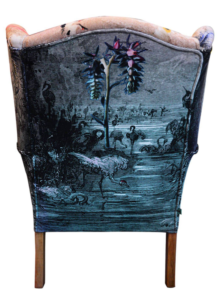 Custom Wing Back Armchair in Paradise Lost - Blackpop | Designer Wallpaper, Luxury Fabric & Bespoke Furniture