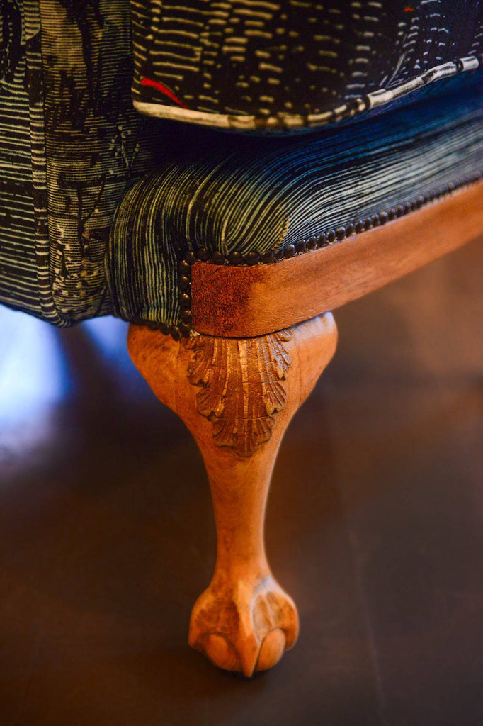 Custom Wing Back Armchair in Paradise Lost - Blackpop | Designer Wallpaper, Luxury Fabric & Bespoke Furniture