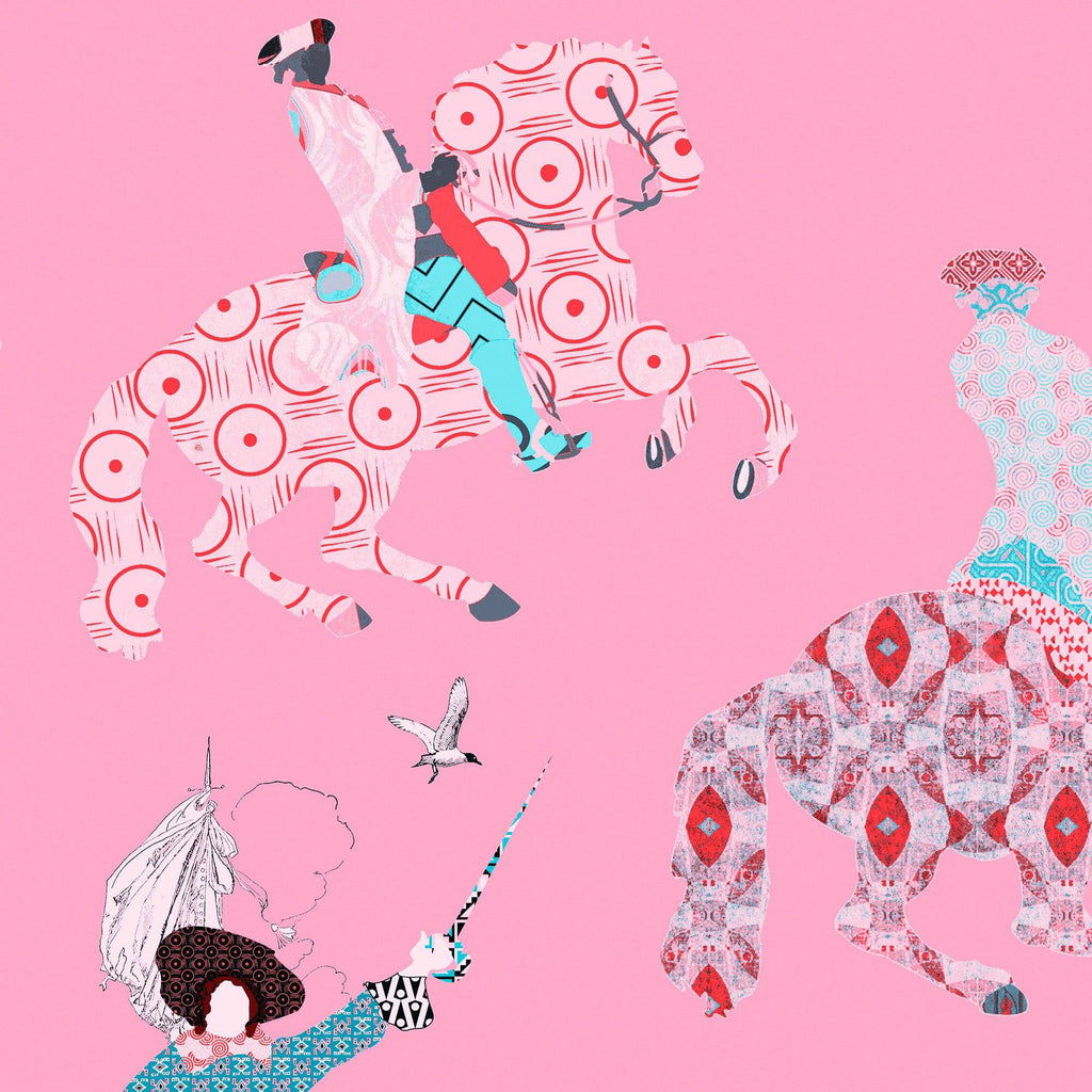 Rascals Pink Wallpaper - Blackpop | Designer Wallpaper, Luxury Fabric & Bespoke Furniture, pirate wallpaper uk, pirate themed bedrooms, pink pirate wallpaper uk, wallpaper for girls bedrooms uk, childrens wallpaper for sale in derbyshire, wallpaper suppliers in the midlands,