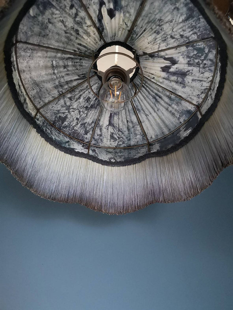 'Vanguard' Silk Fringed Lampshade - Blackpop | Designer Wallpaper, Luxury Fabric & Bespoke Furniture