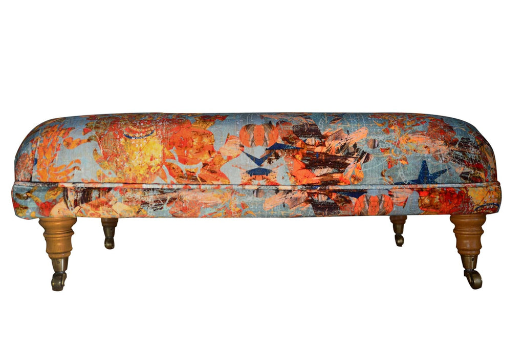 Large Footstool in 'Mary' Velvet. - Blackpop | Designer Wallpaper, Luxury Fabric & Bespoke Furniture