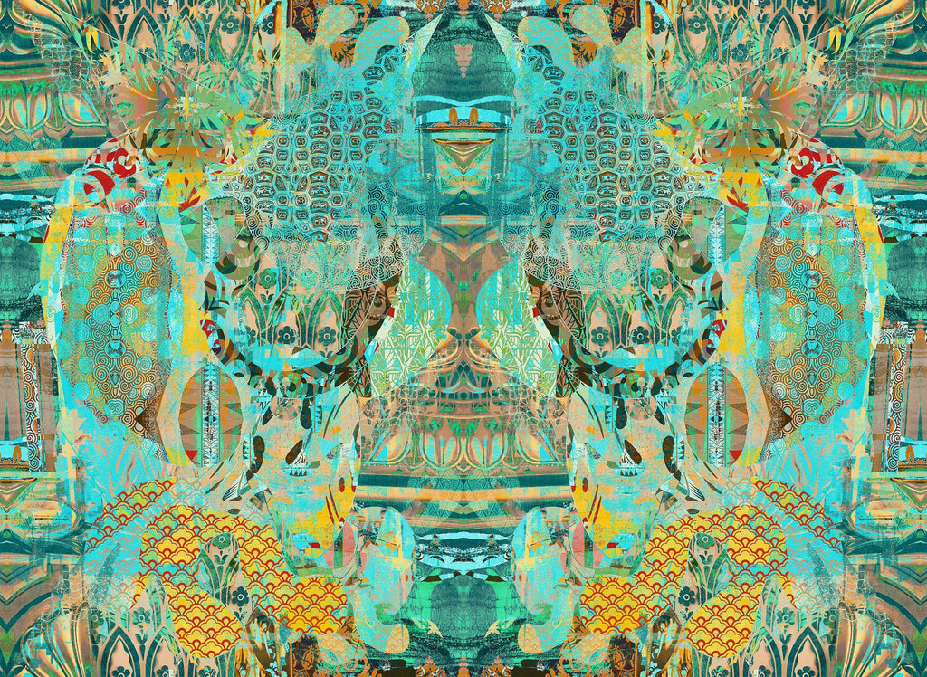 A textured and colourful piece of Walladawn repeat pattern, with an African style pattern.