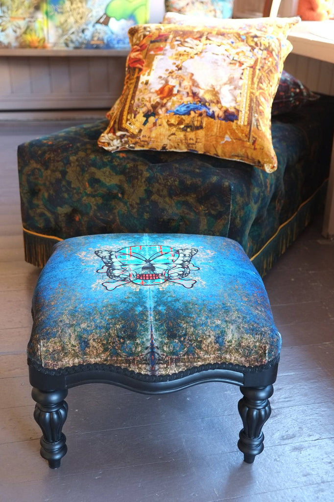 Skull & Crossbones Footstool [large] - Blackpop | Designer Wallpaper, Luxury Fabric & Bespoke Furniture