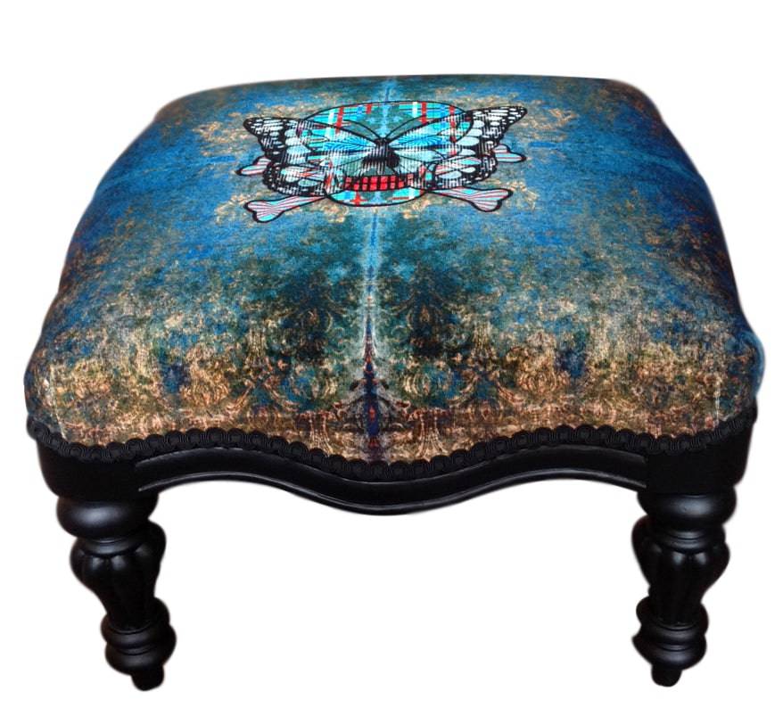 Skull & Crossbones Footstool [large] - Blackpop | Designer Wallpaper, Luxury Fabric & Bespoke Furniture
