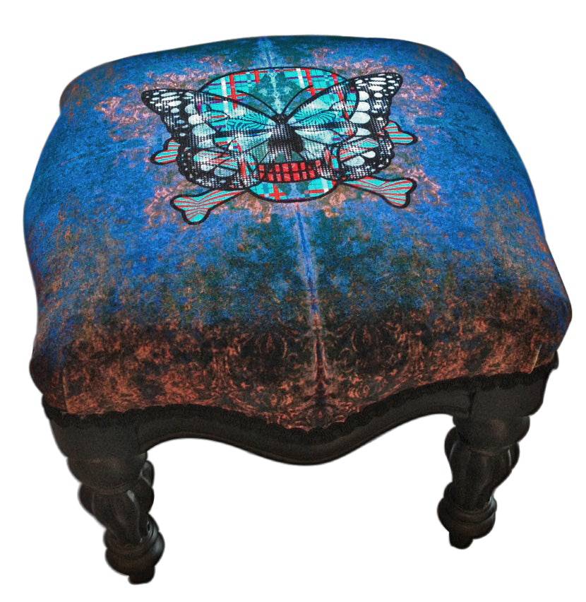 Skull & Crossbones Footstool [small] - Blackpop | Designer Wallpaper, Luxury Fabric & Bespoke Furniture