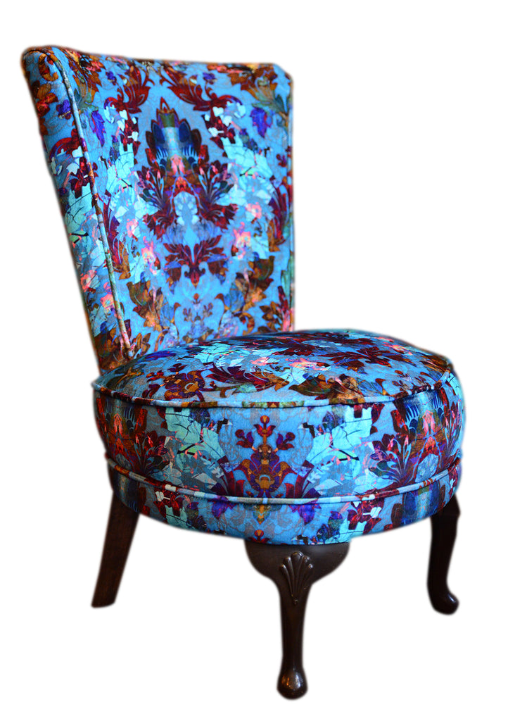 Orpheus Velvet Boudoir Chair - Blackpop | Designer Wallpaper, Luxury Fabric & Bespoke Furniture, luxury velvet occasional chair uk, bespoke velvet chair for sale in derby, chairs for sale in derbyshire, boudoir chair for sale, damask velvet chairs uk,