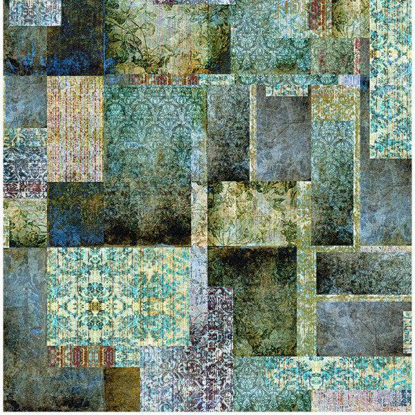 A swatch of 'Culcita Emerald' fabric displaying a textured, multicolored pattern suitable for upholstery and drapery.