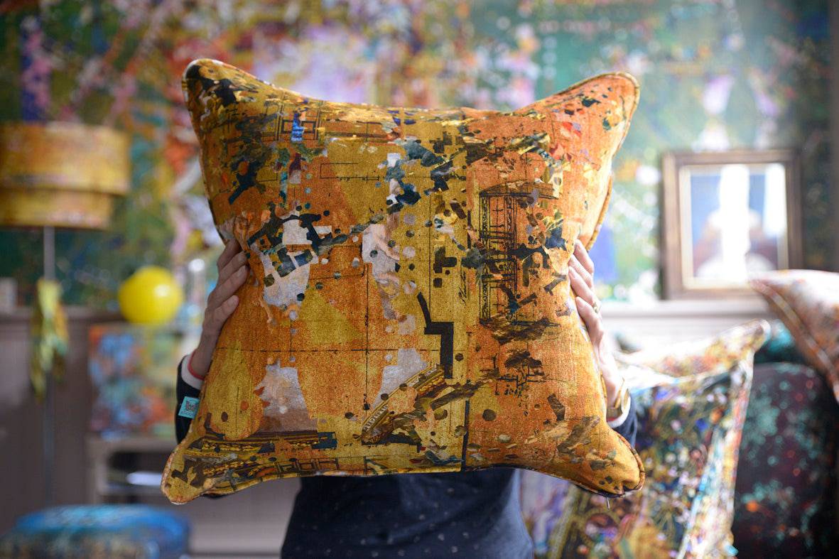 Statement Velvet Cushions made in the UK by Blackpop Blackpop Designer Wallpaper Luxury Fabric Bespoke Furniture