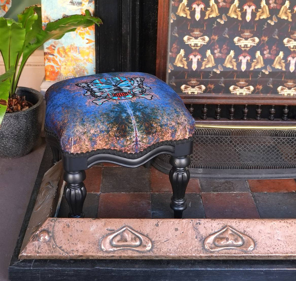 Skull & Crossbones Footstool [small] - Blackpop | Designer Wallpaper, Luxury Fabric & Bespoke Furniture